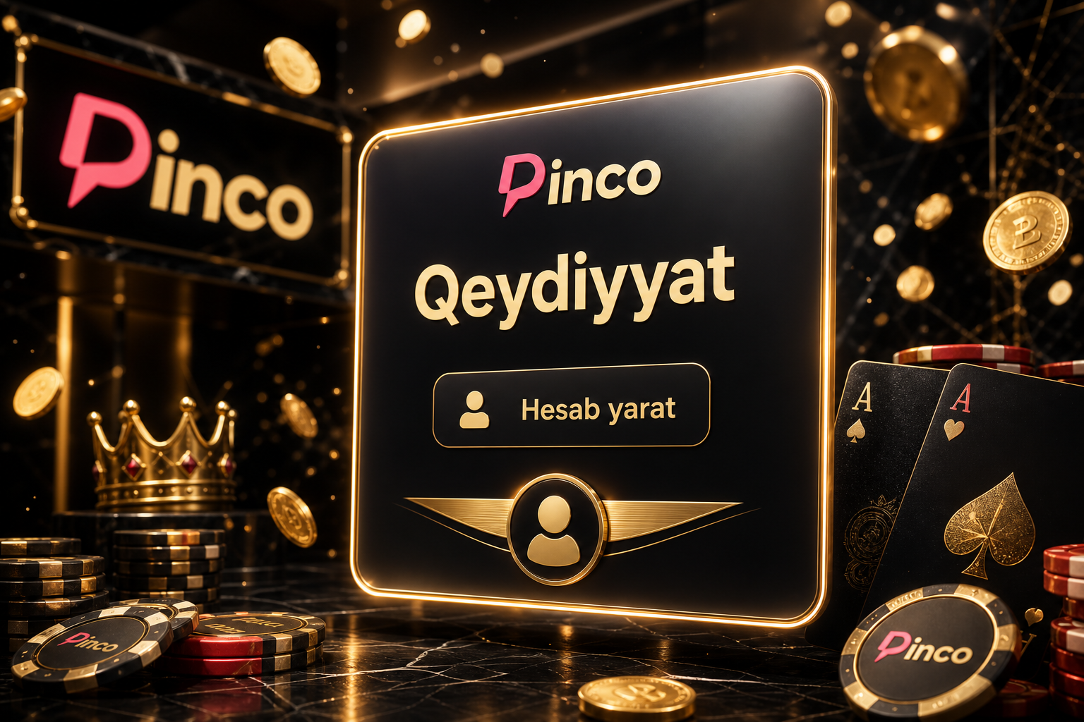 Pinko qeydiyyat forması və hesab yaratma ekranı